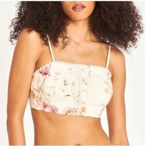 Caroline Constas floral linen crop top